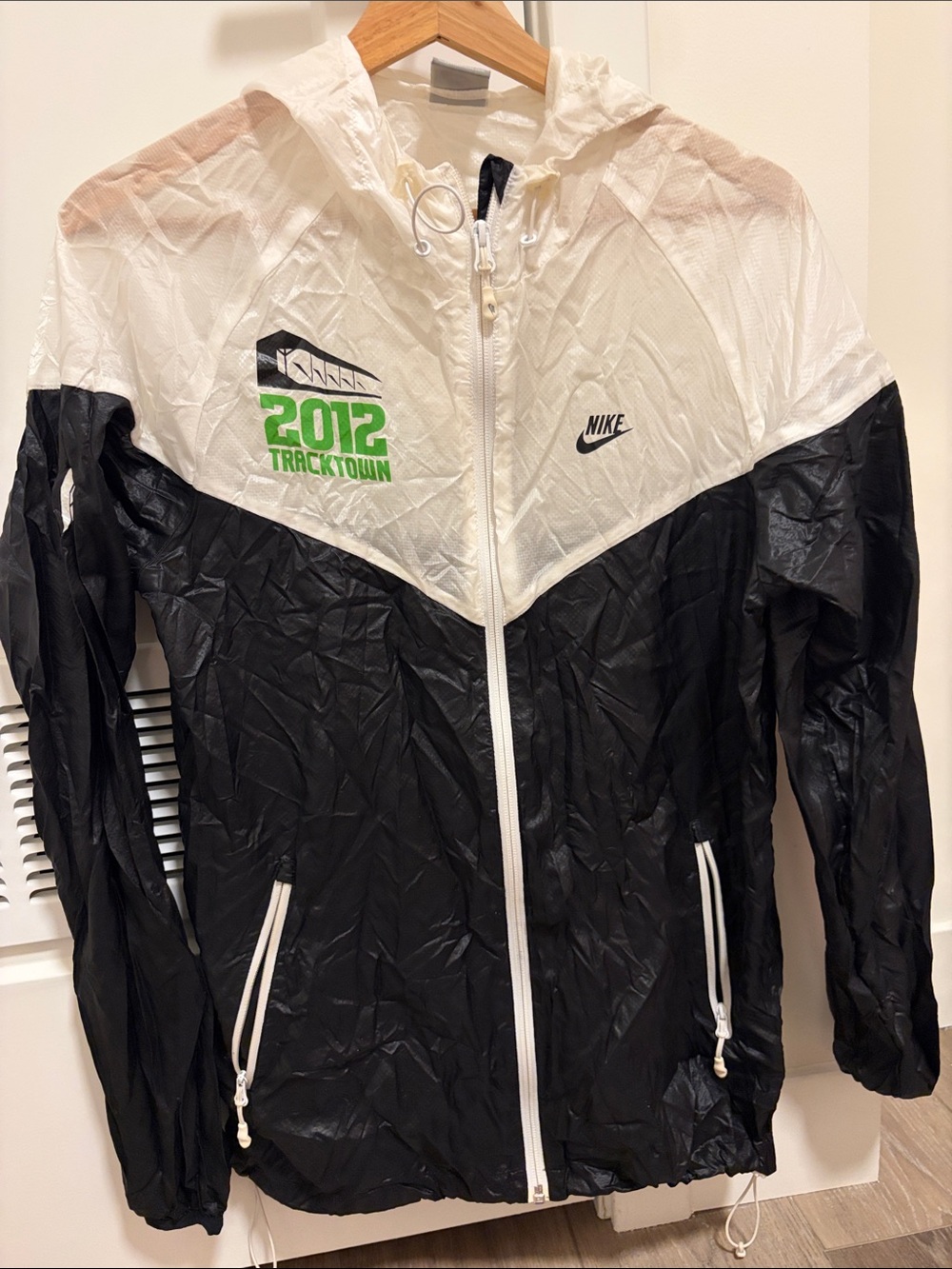 Nike Black & White Tracktown 2012 Windbreaker with Green Logo